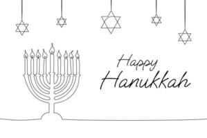 Happy Hanukkah one continuous line background vector illustration