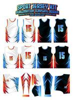 Red Blue Hot Flames Jersey Design Sportswear Pattern Template vector