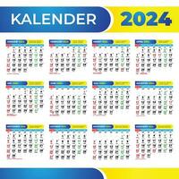 calendario 2024 Indonesia con javanés y hijri fechas. 2024 calendario con rojo fechas y nacional Días festivos vector