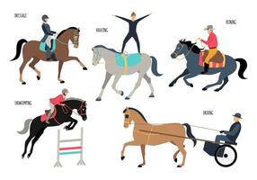 different gaits of horses and equestrian sports vector