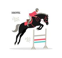 Equestrian sports. Show jumping. Vector flat illustration isolated on white background