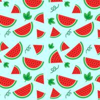 Watermelon slices pattern on light blue background. vector