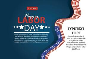 happy labor day 04 September, banner, social media post, flyer or greeting card with worker and struggle theme and American flag. vector illustration