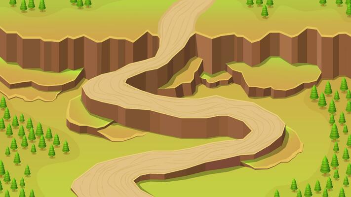 isometric level road map.