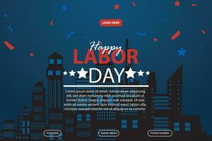 happy labor day 04 September, banner, social media post, flyer or greeting card with worker and struggle theme and American flag. vector illustration