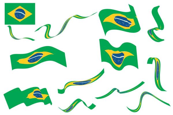 Vector Collection flag and ribbon Brazil