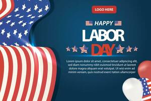 happy labor day 04 September, banner, social media post, flyer or greeting card with worker and struggle theme and American flag. vector illustration