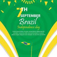 brazil independence day 7 September celebration vector template banner, social media post, flyer or greeting card with yellow green theme and flag. vector illustration