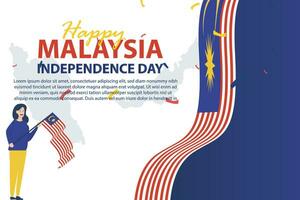 happy independence day Malaysia 31 august. banner, social media post, flyer or greeting card with the theme of blue red struggle and flag of Malaysia. vector illustration