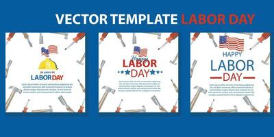 happy labor day 04 September, banner, social media post, flyer or greeting card with worker and struggle theme and American flag. vector illustration