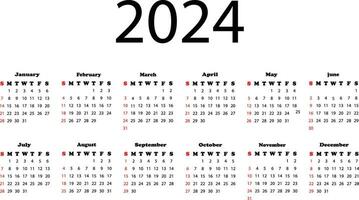 2024 new year calender design . vector