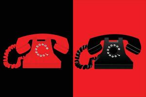 black and red color telephone vector icon .