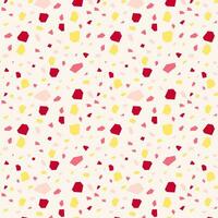 Seamless background with marble pattern. Red, pink, yellow drawings on light pink background. vector