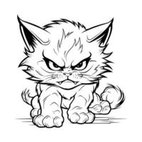 Angry Cat Coloring Pages for Kids 959595 vector