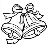 Bells with Ribbon Coloring Pages Drawing For Kids vector