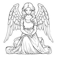 Angel Coloring Pages For Kids vector