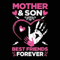 Mother and son best friends forever shirt print template vector