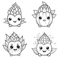 Kawaii corn for thanksgiving coloring page vector