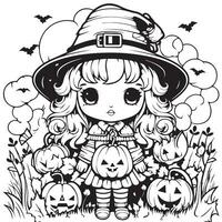 cute halloween coloring page vector