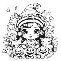 cute halloween coloring page vector