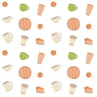 Cups and dessert seamless pattern vector