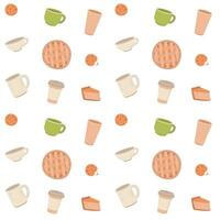 Cups and dessert seamless pattern vector