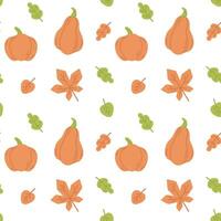 Autumn seamless pattern with Leafs and Pumpkin vector