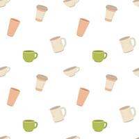 Cups and mug seamless pattern vector