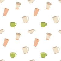 Cups and mug seamless pattern vector