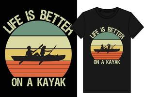 vida es mejor kayak t camisa diseño modelo vector