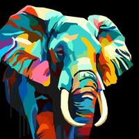 adult elephant drawn using WPAP art style, pop art, vector illustration.