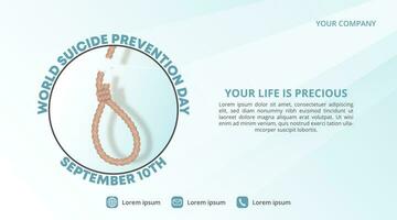 World Suicide Prevention Day background with a cut rope and light vector