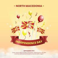 Square North Macedonia Independence Day background with waving flags vector