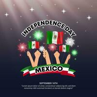 Square Mexican Independence Day background with flags vector