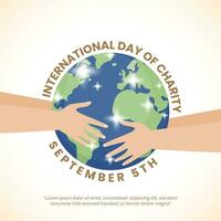 Square International Charity Day background with an illustration of giving charity vector