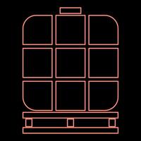 Neon iBC intermediate bulk container tank for liquids fluid water storage reservoir red color vector illustration image flat style