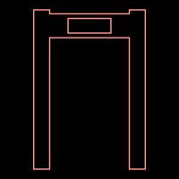 Neon metal detector arch airport frame control concept scanner security safety technology arched red color vector illustration image flat style
