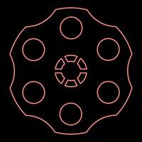 Neon the drum of the revolver red color vector illustration image flat style