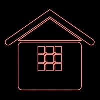 Neon prison jail gaol House with grate on window citadel home red color vector illustration image flat style