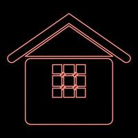 Neon prison jail gaol House with grate on window citadel home red color vector illustration image flat style