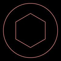 Neon rubber gasket puck under hexagon in circle red color vector illustration image flat style