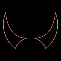 Neon horn of devil horns monster from hell Halloween carnival concept demon satan evil red color vector illustration image flat style