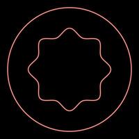 Neon rubber gasket puck under rounded octagon in circle red color vector illustration image flat style