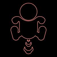 Neon child farts puffing red color vector illustration image flat style
