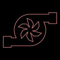 Neon turbine car mobile concept automobile turbo charger repair service turbocharger red color vector illustration image flat style