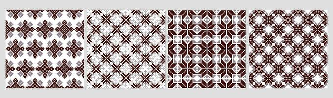 Set of ethnic seamless patterns. Geometric abstract two-color patterns Ethnic motifs. Print, textile, background, vector