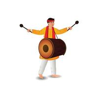 A man beat drum for ganesh visarjan vector