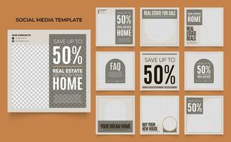 social media template banner house architecture service promotion vector