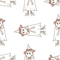 cute ghost in a white sheet for Halloween vector