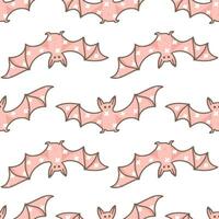 Halloween seamless pattern with pink bats vector